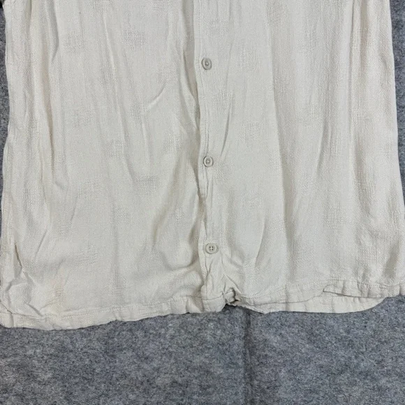 Common People Linen Blend Textured Polka Dot Button Up Shirt Size L Resort Wear - Picture 5 of 14